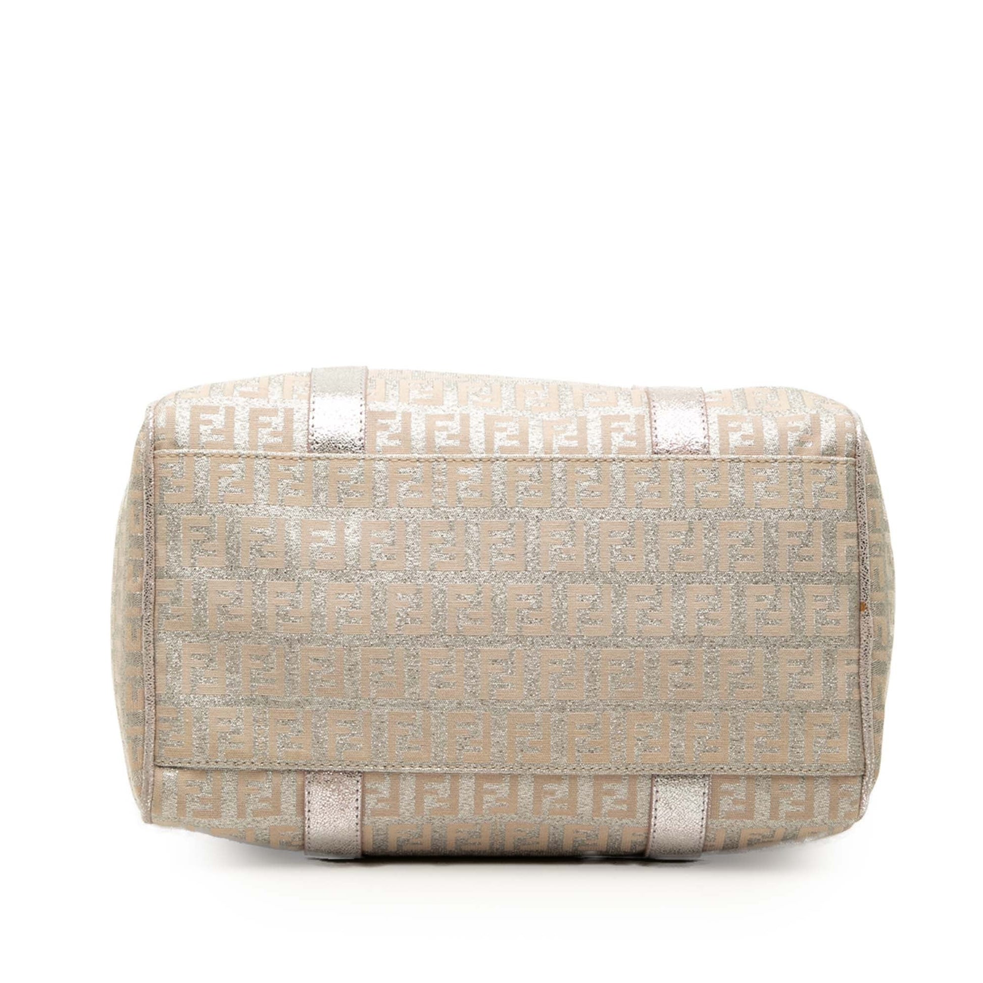 Fendi Small Zucchino Metallic Canvas Forever Bauletto Boston Bag