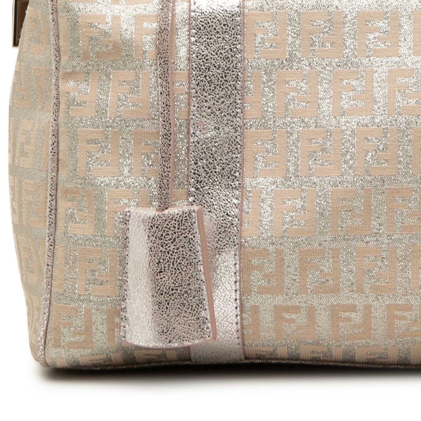 Fendi Small Zucchino Metallic Canvas Forever Bauletto Boston Bag