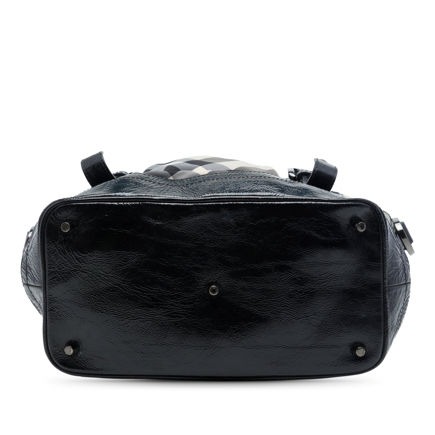 Burberry Beat Check Nylon and Patent Lowry Satchel