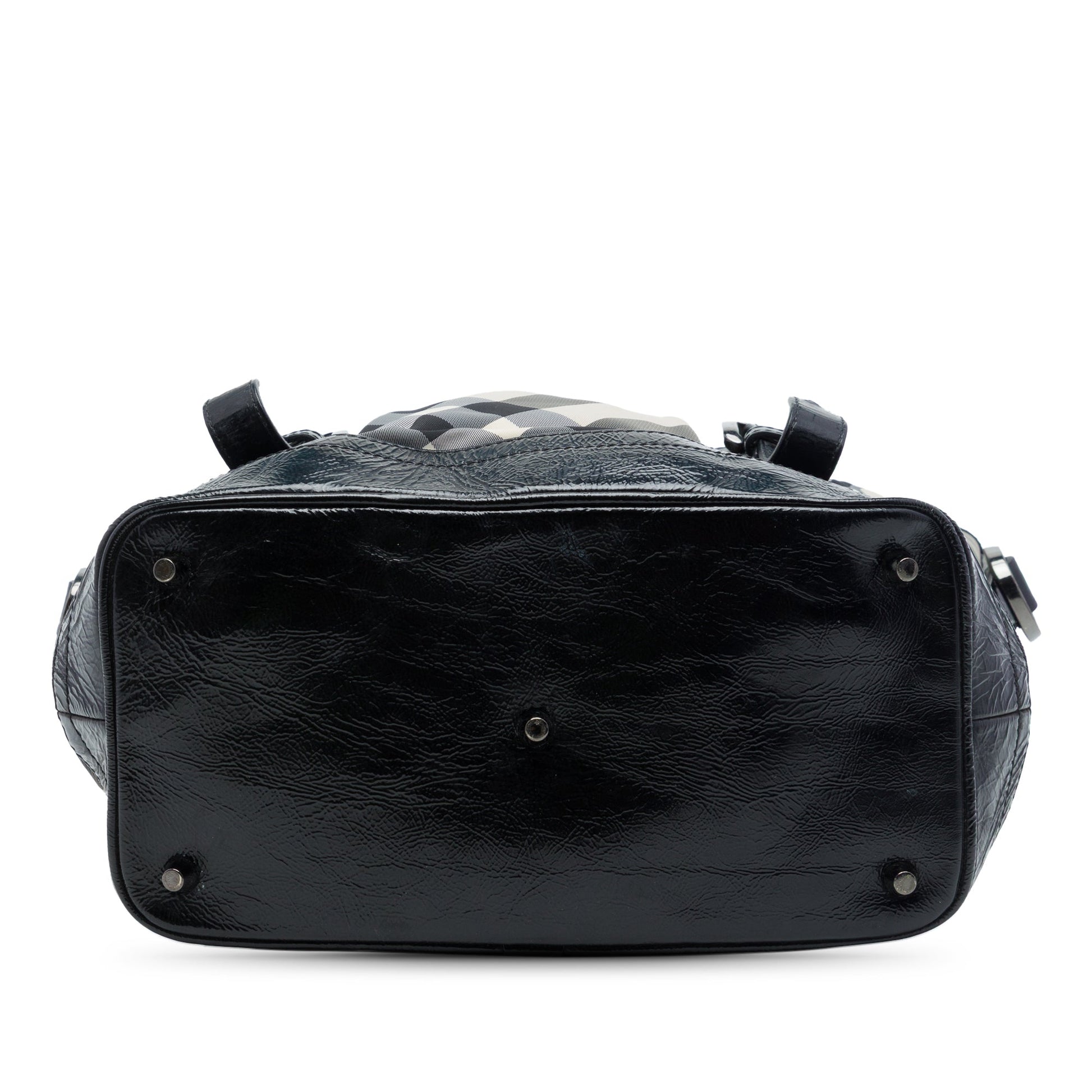Burberry Beat Check Nylon and Patent Lowry Satchel