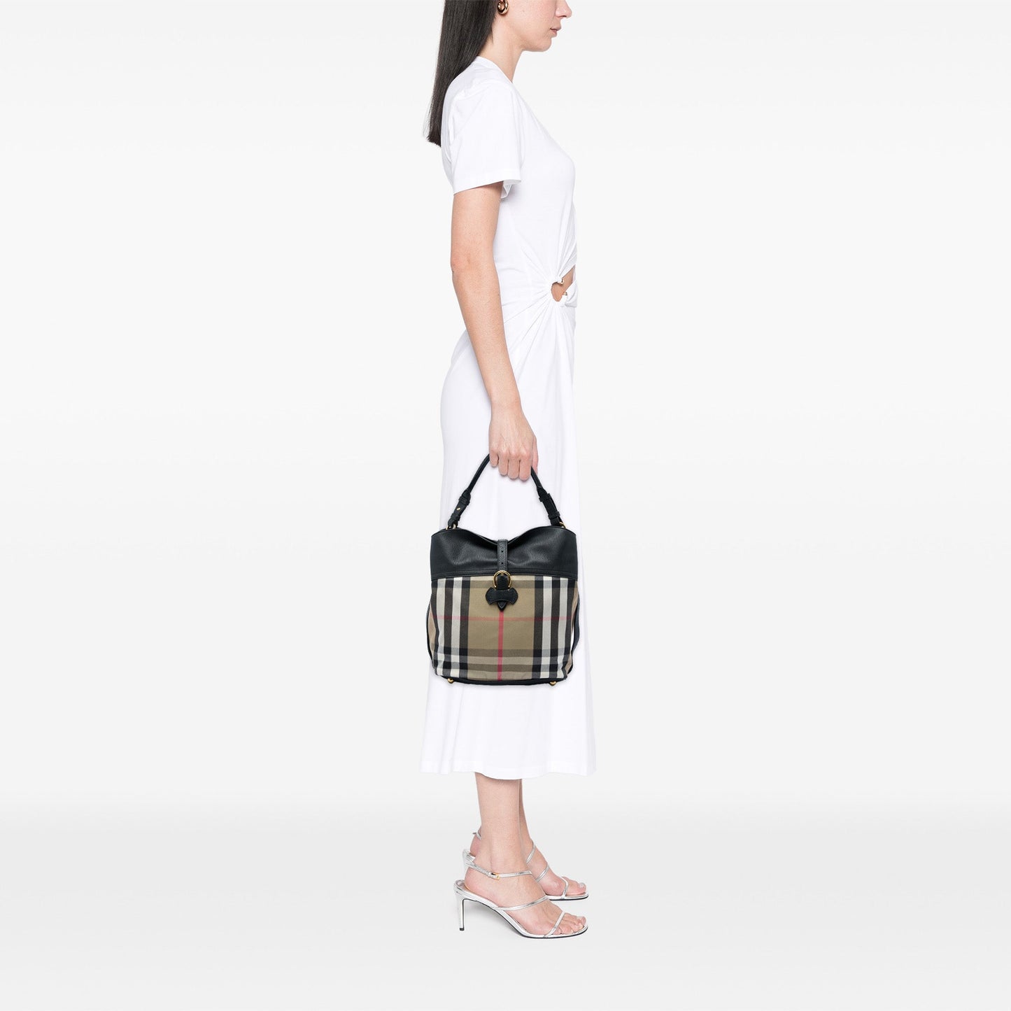 Burberry Medium Mega Check Canvas and Leather Sycamore Hobo