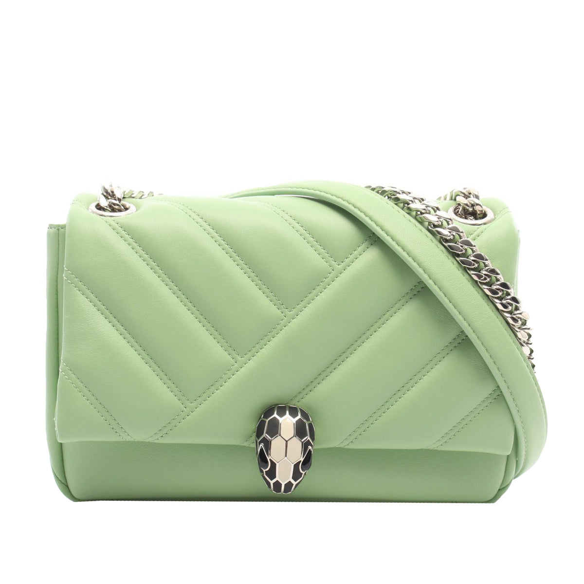 Bvlgari Leather Serpenti Cabochon Chain Crossbody