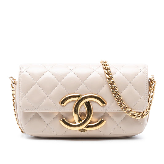 Chanel Quilted Lambskin Giant CC Flap Phone Holder with Chain