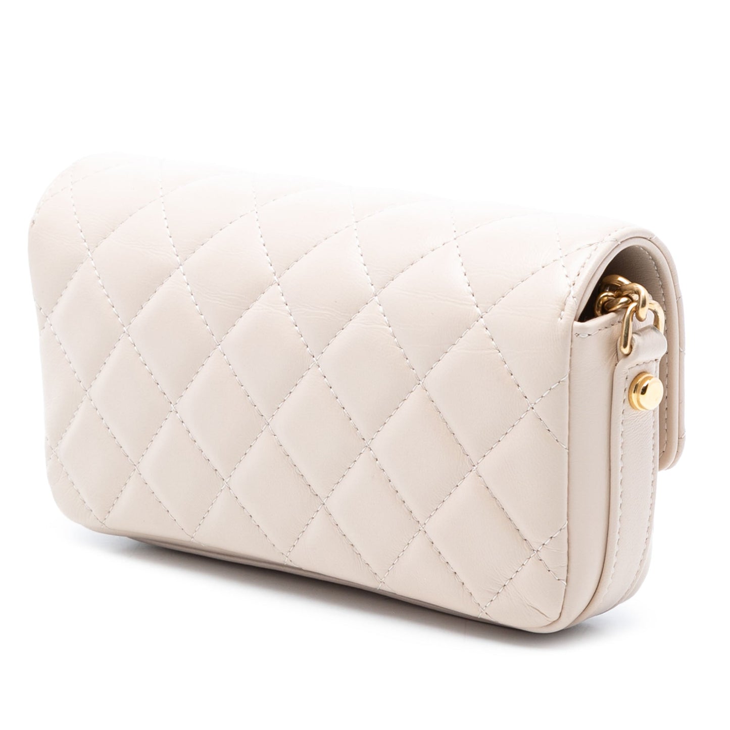 Chanel Quilted Lambskin Giant CC Flap Phone Holder with Chain