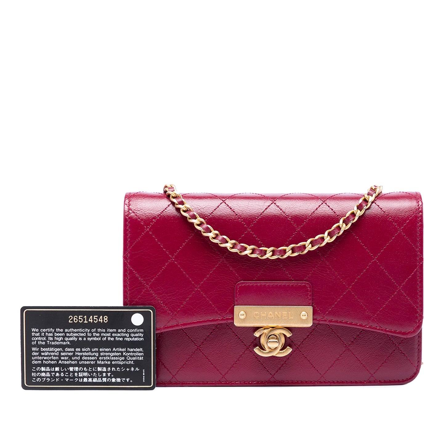 Chanel Stitched Goatskin Golden CC Wallet On Chain