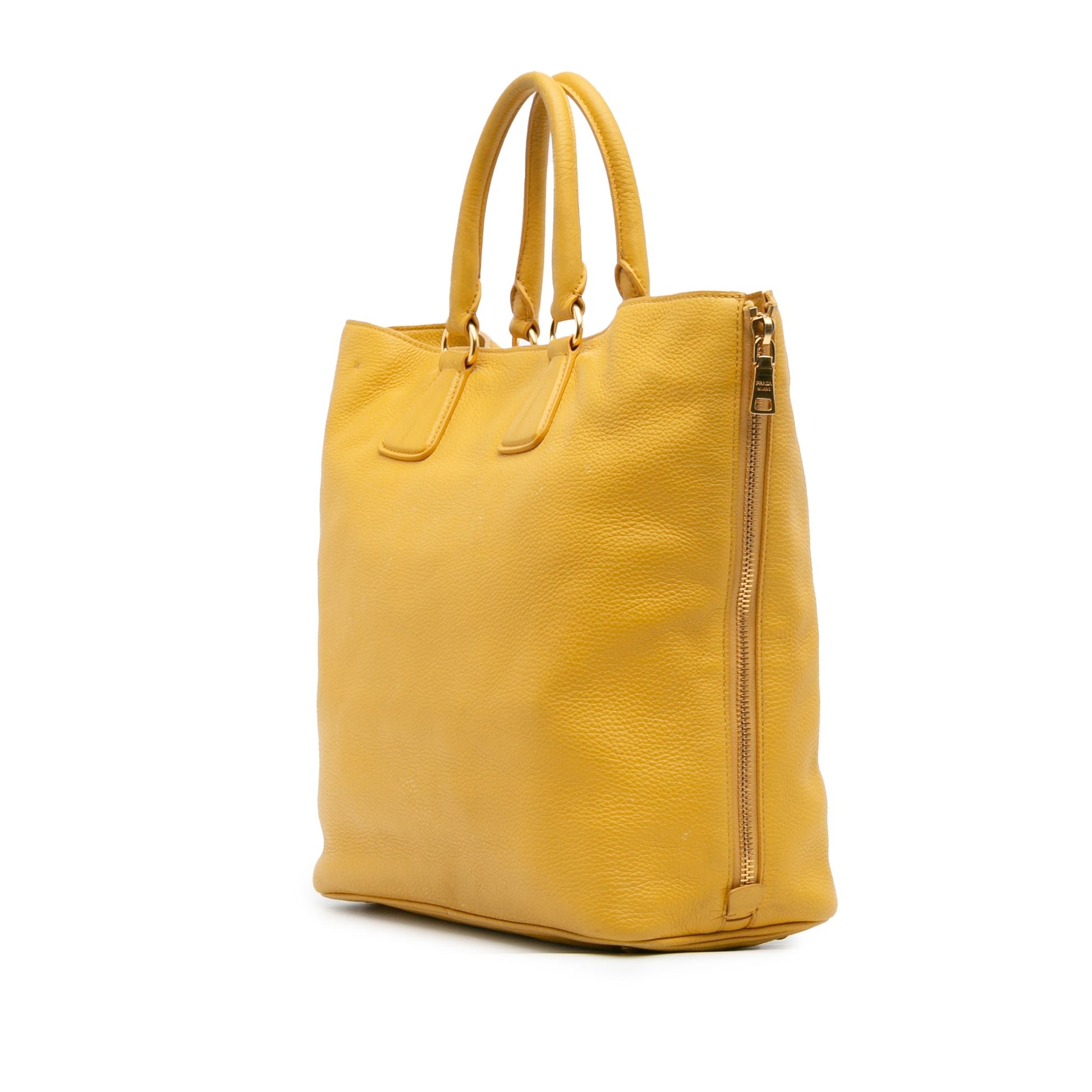 Prada Vitello Daino Side Zip Open Convertible Tote