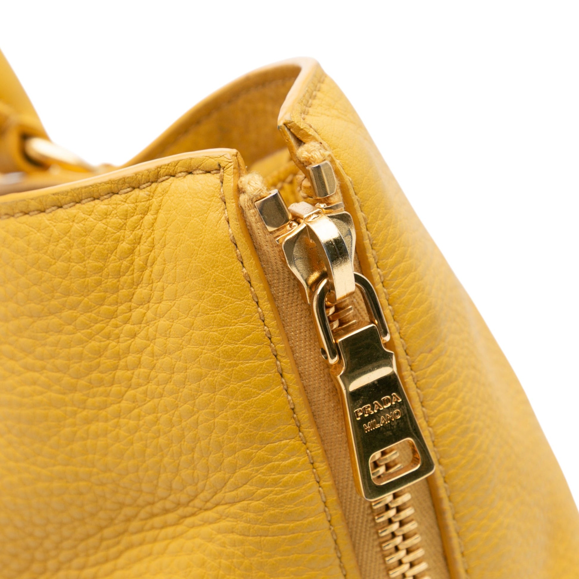 Prada Vitello Daino Side Zip Open Convertible Tote