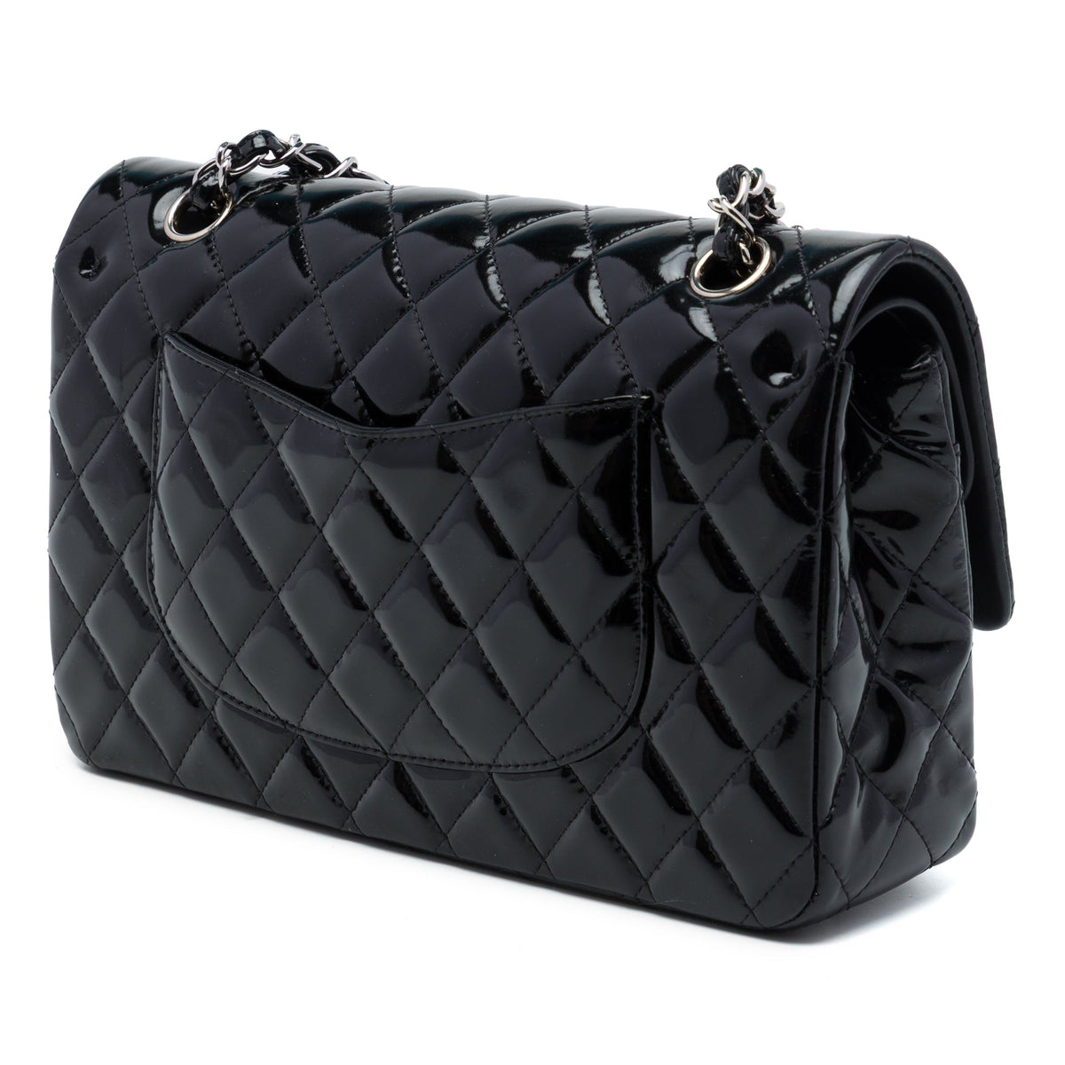 Chanel Medium Classic Patent Double Flap — Black