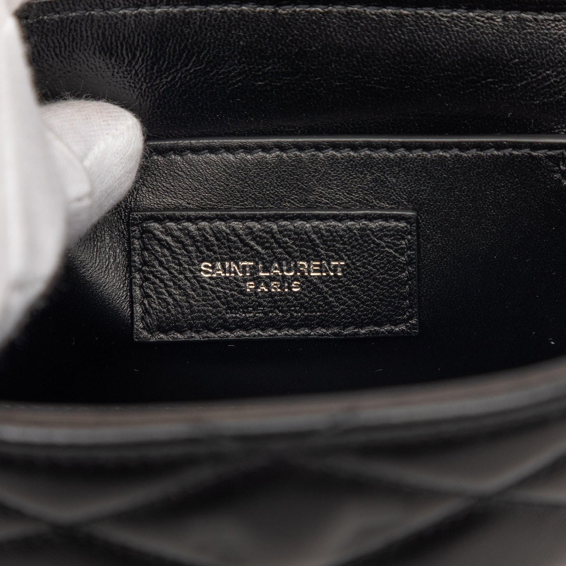Saint Laurent Quilted Lambskin Monogram June Box Bag