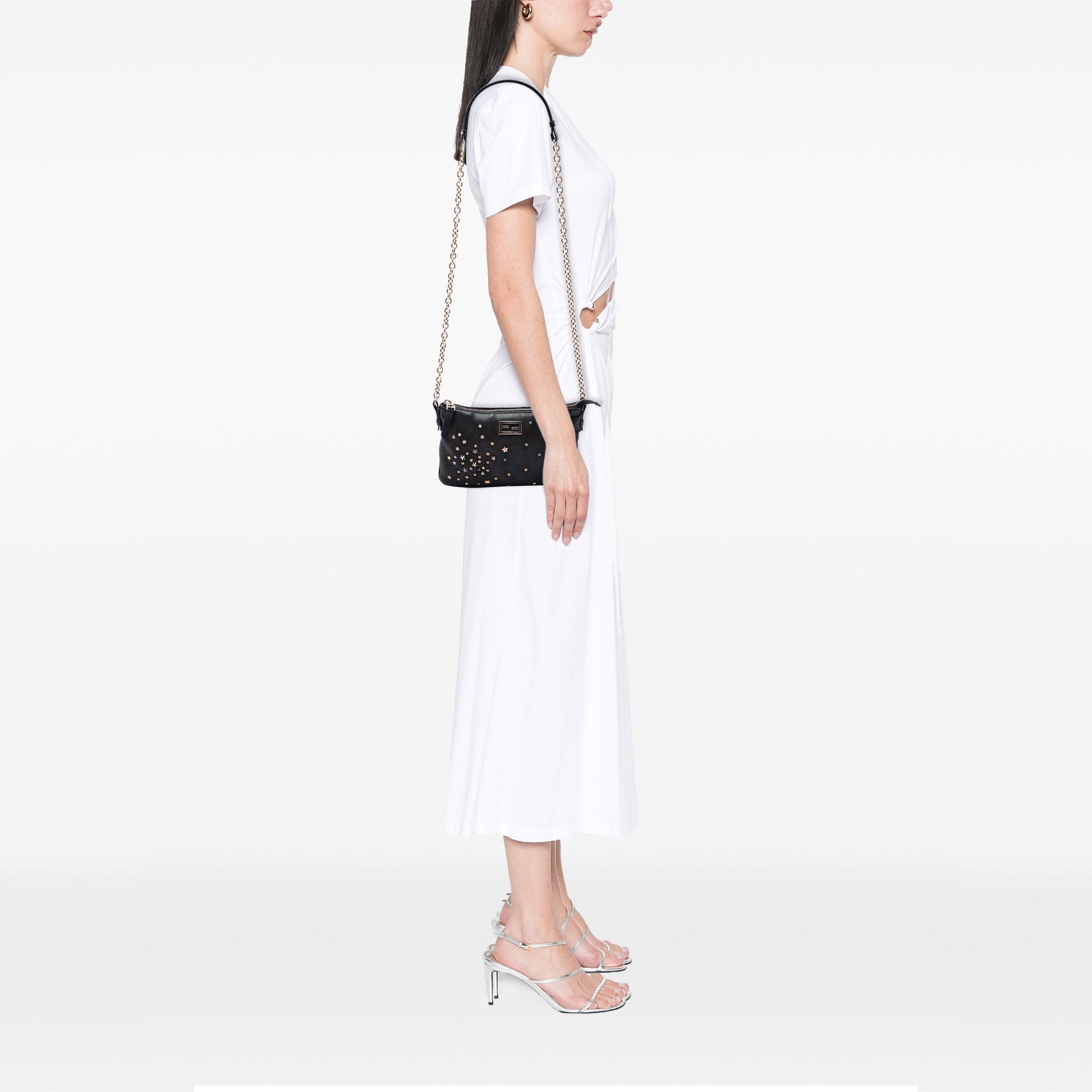Fendi Mini Leather Star Studded Chain Crossbody