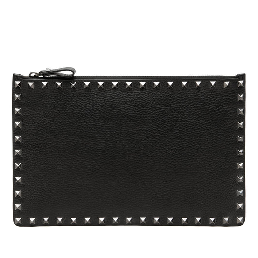 Valentino Grained Calfskin Rockstud Clutch