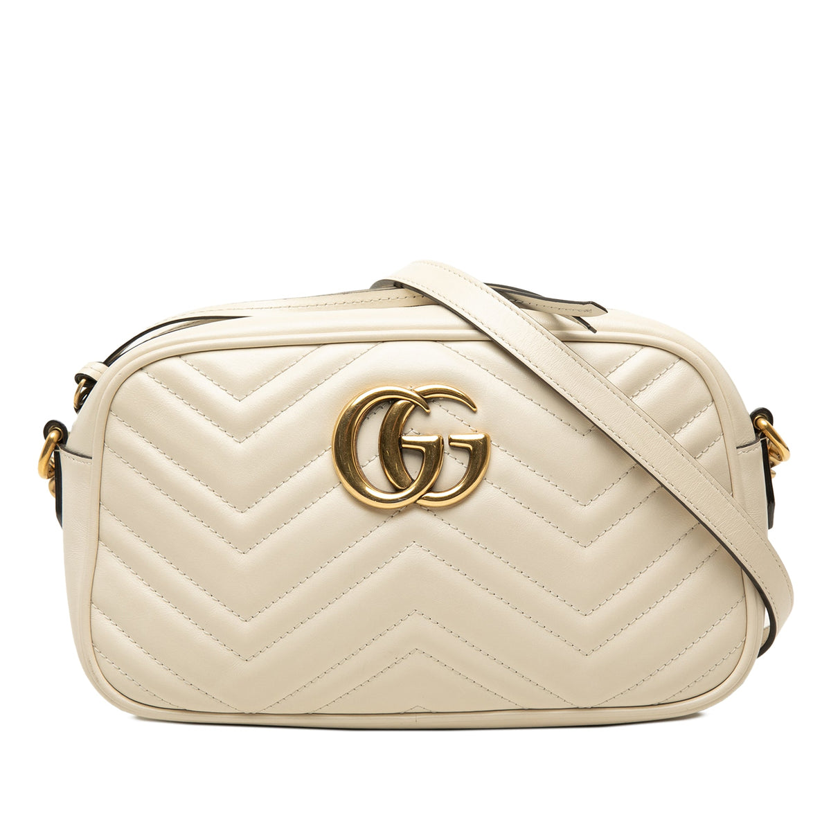 Gucci Small GG Marmont Matelasse Leather Crossbody — White