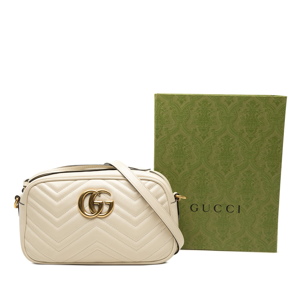 Gucci Small GG Marmont Matelasse Leather Crossbody — White