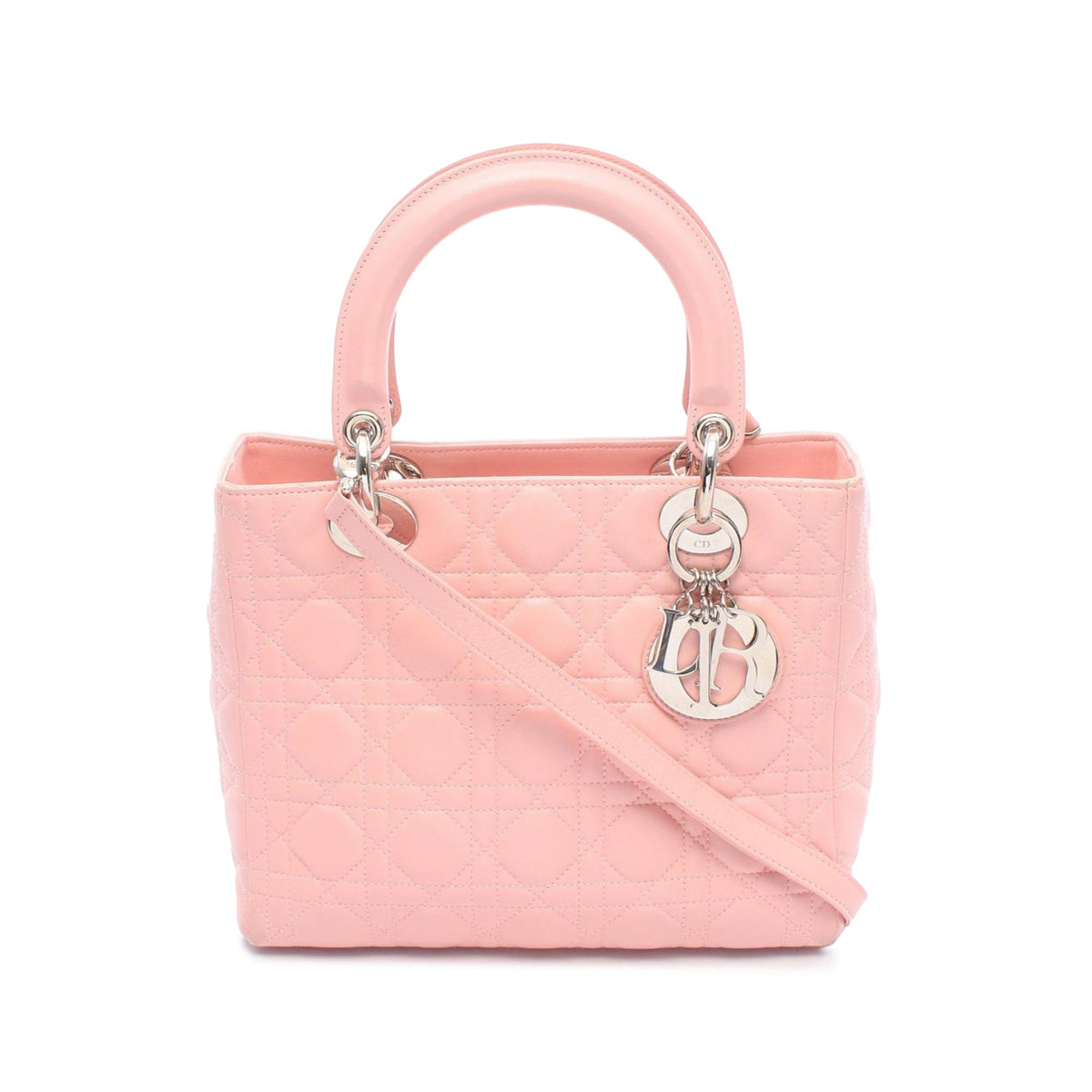 Dior Medium Lambskin Cannage Lady Dior — Pink