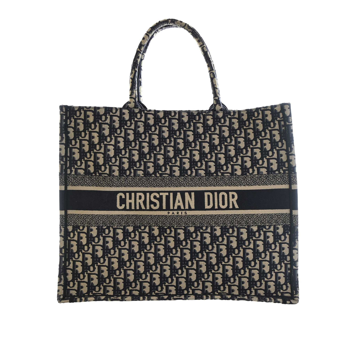 Dior Large Oblique Embroidered Canvas Book Tote