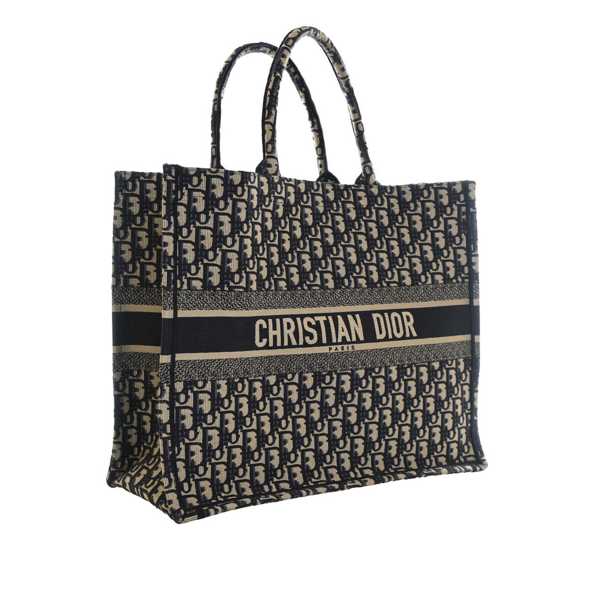 Dior Large Oblique Embroidered Canvas Book Tote