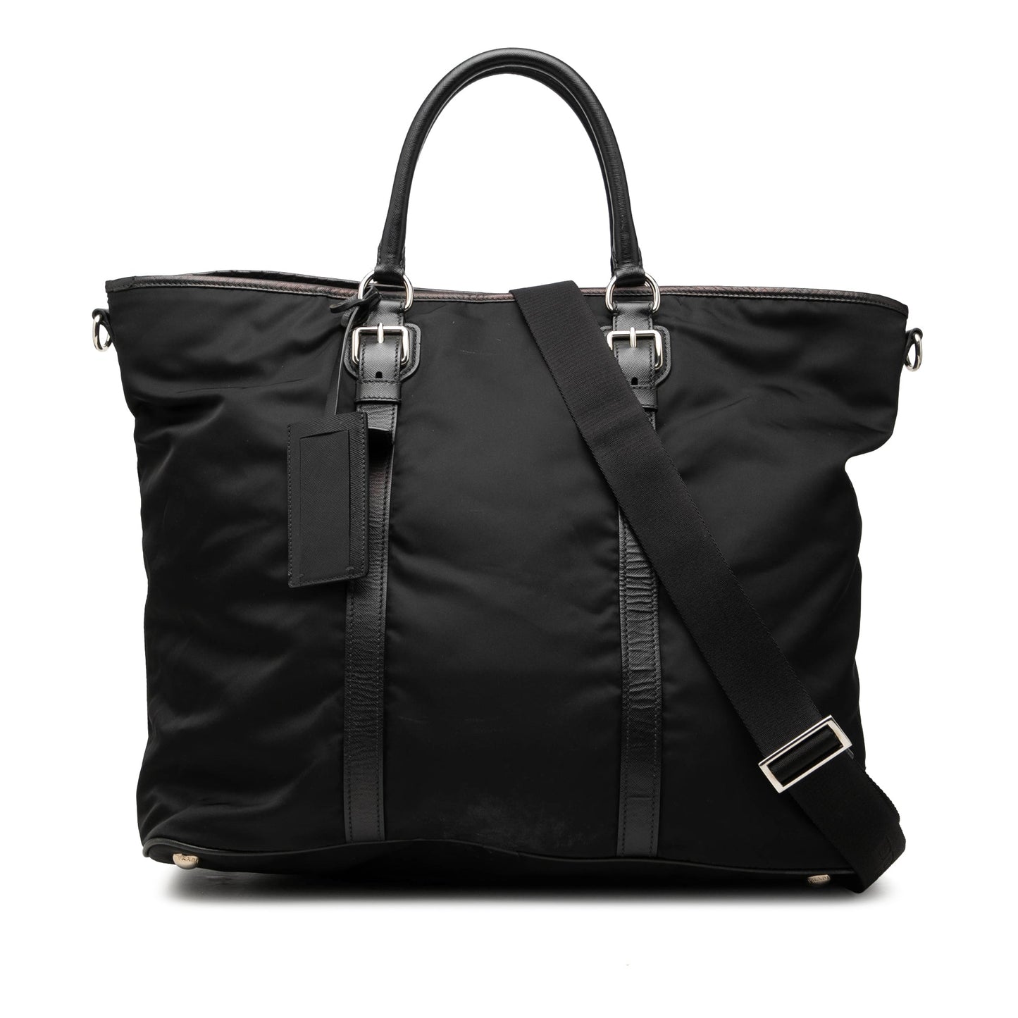 Prada Saffiano Trimmed Tessuto Open Convertible Tote
