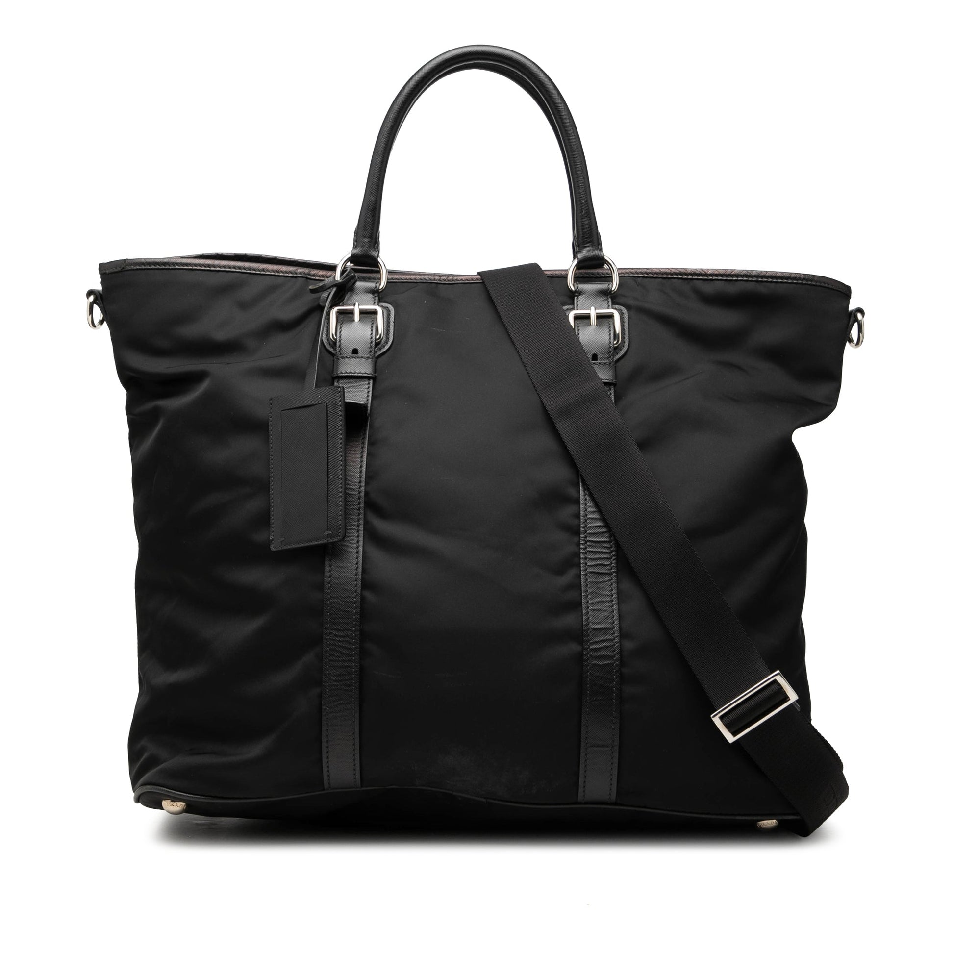 Prada Saffiano Trimmed Tessuto Open Convertible Tote