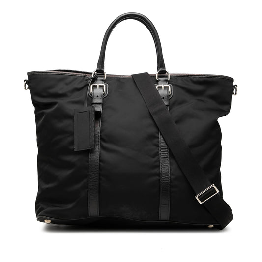 Prada Saffiano Trimmed Tessuto Open Convertible Tote