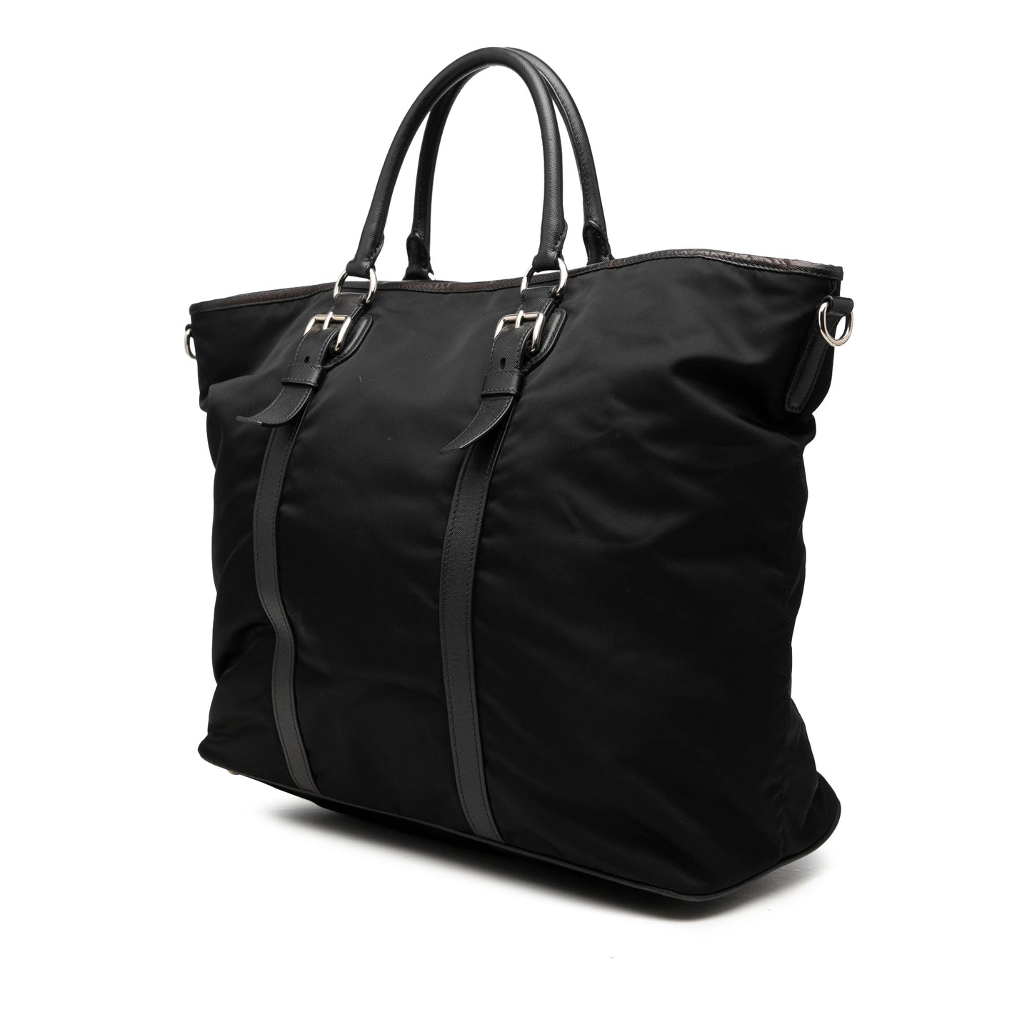 Prada Saffiano Trimmed Tessuto Open Convertible Tote