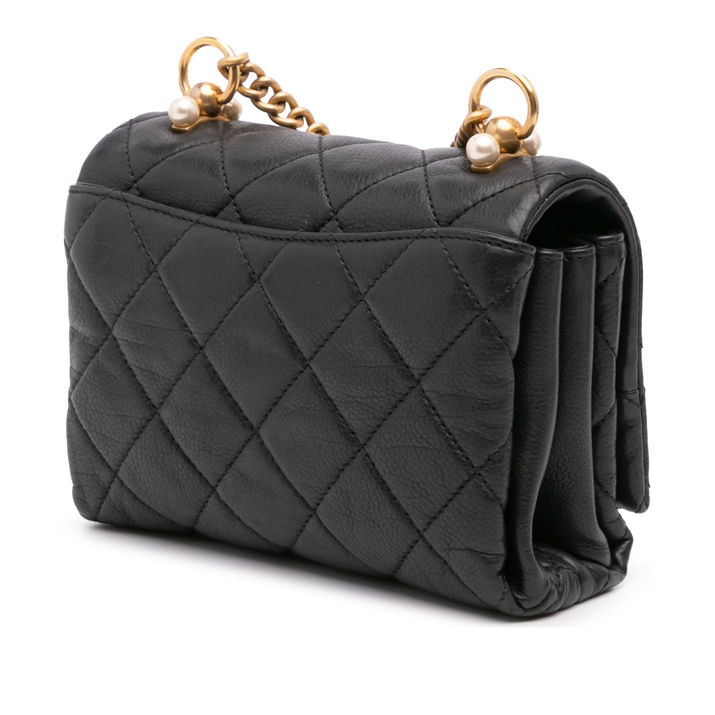 Chanel Mini Quilted Calfskin Pearl CC Accordion Flap