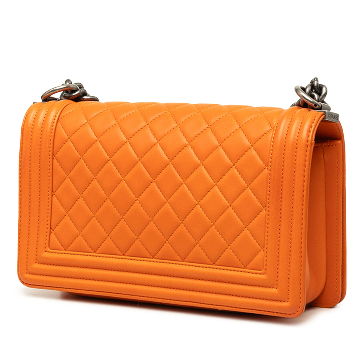 Chanel Old Medium Quilted Lambskin Boy Flap — Orange