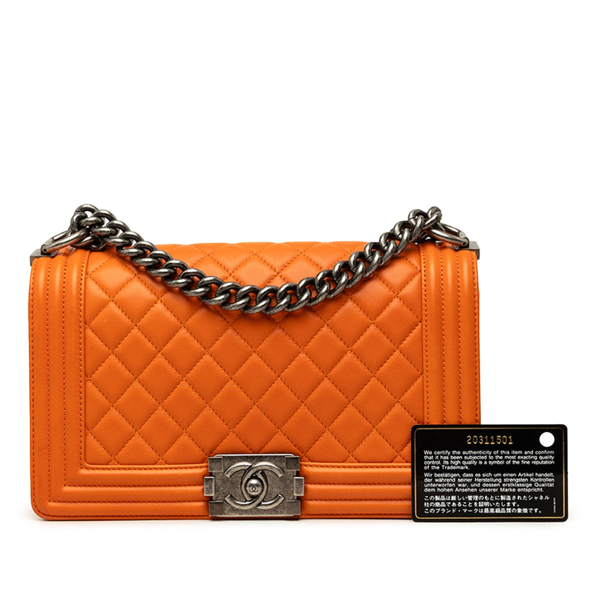 Chanel Old Medium Quilted Lambskin Boy Flap — Orange