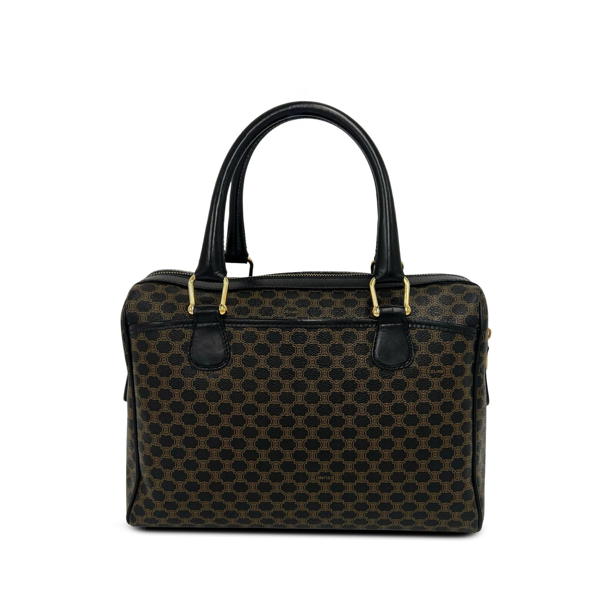 Celine Macadam Coated Canvas Boston Bag — Brown