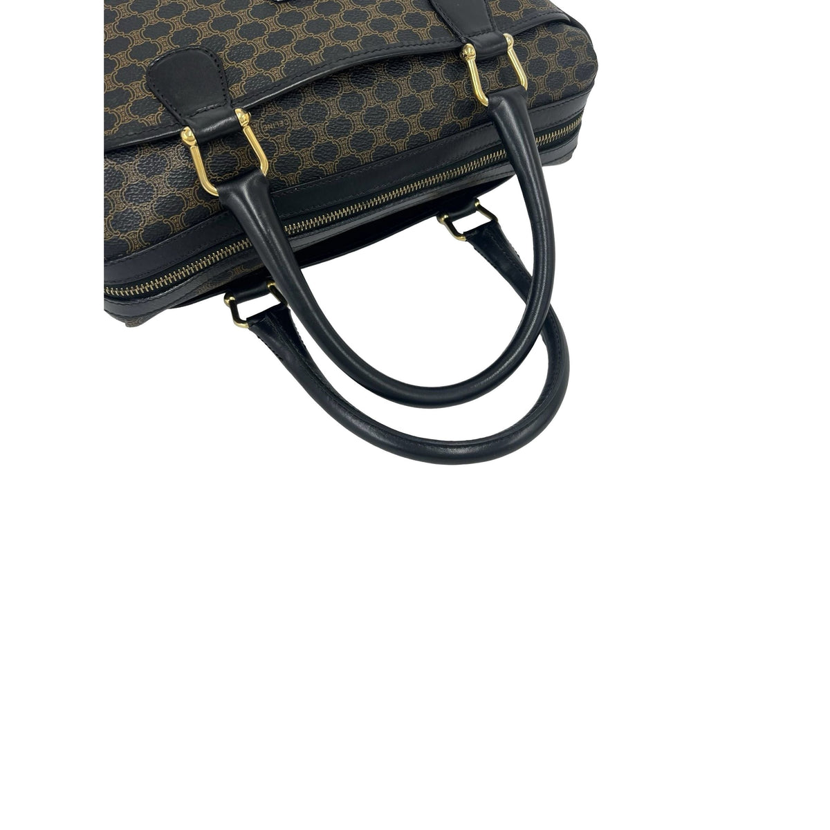 Celine Macadam Coated Canvas Boston Bag — Brown
