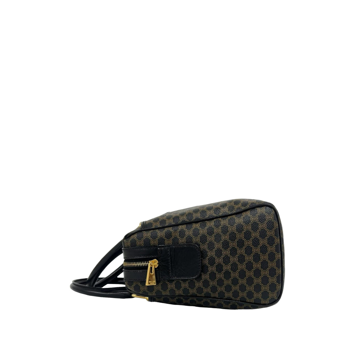 Celine Macadam Coated Canvas Boston Bag — Brown