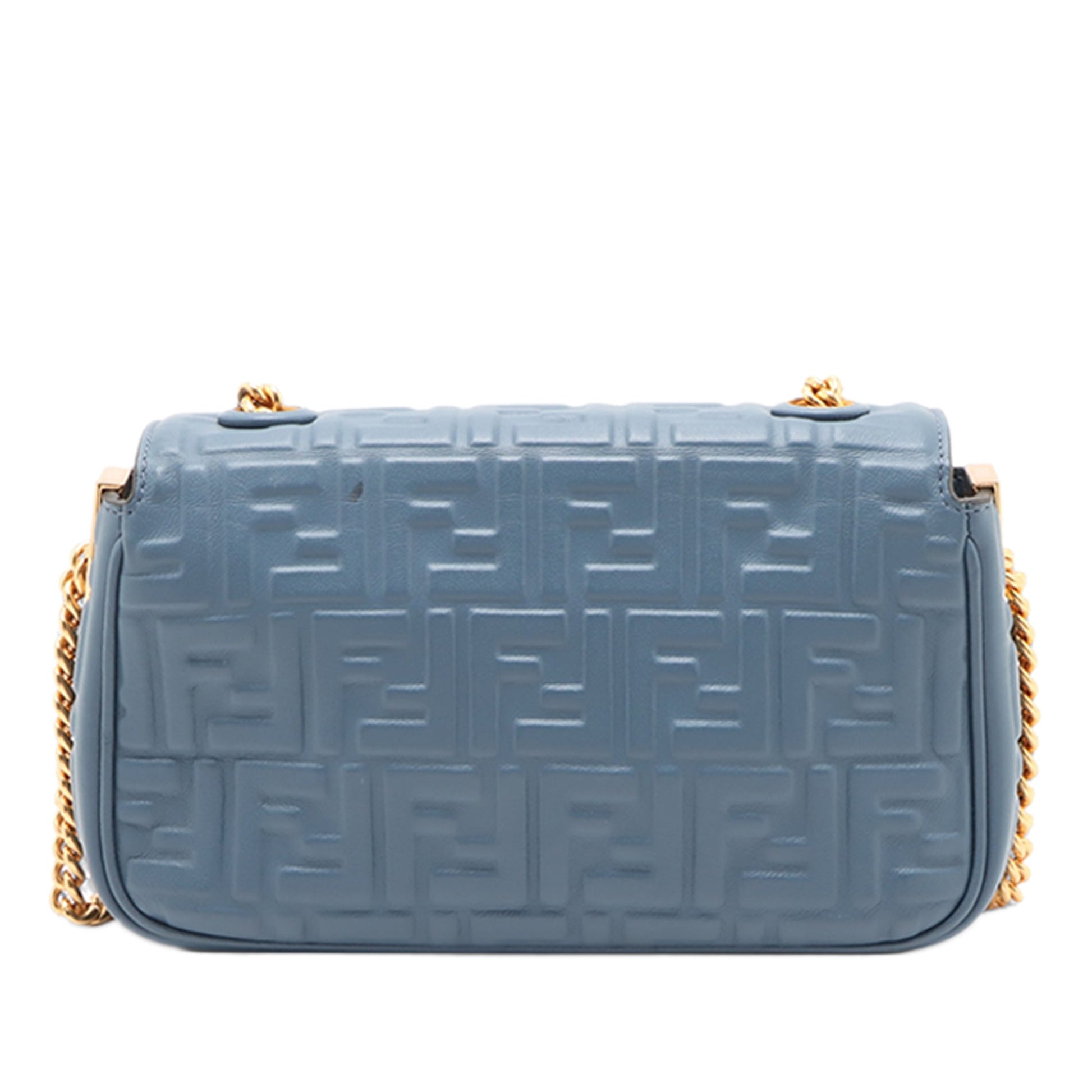 Fendi Small FF Nappa Embossed Chain Midi Baguette