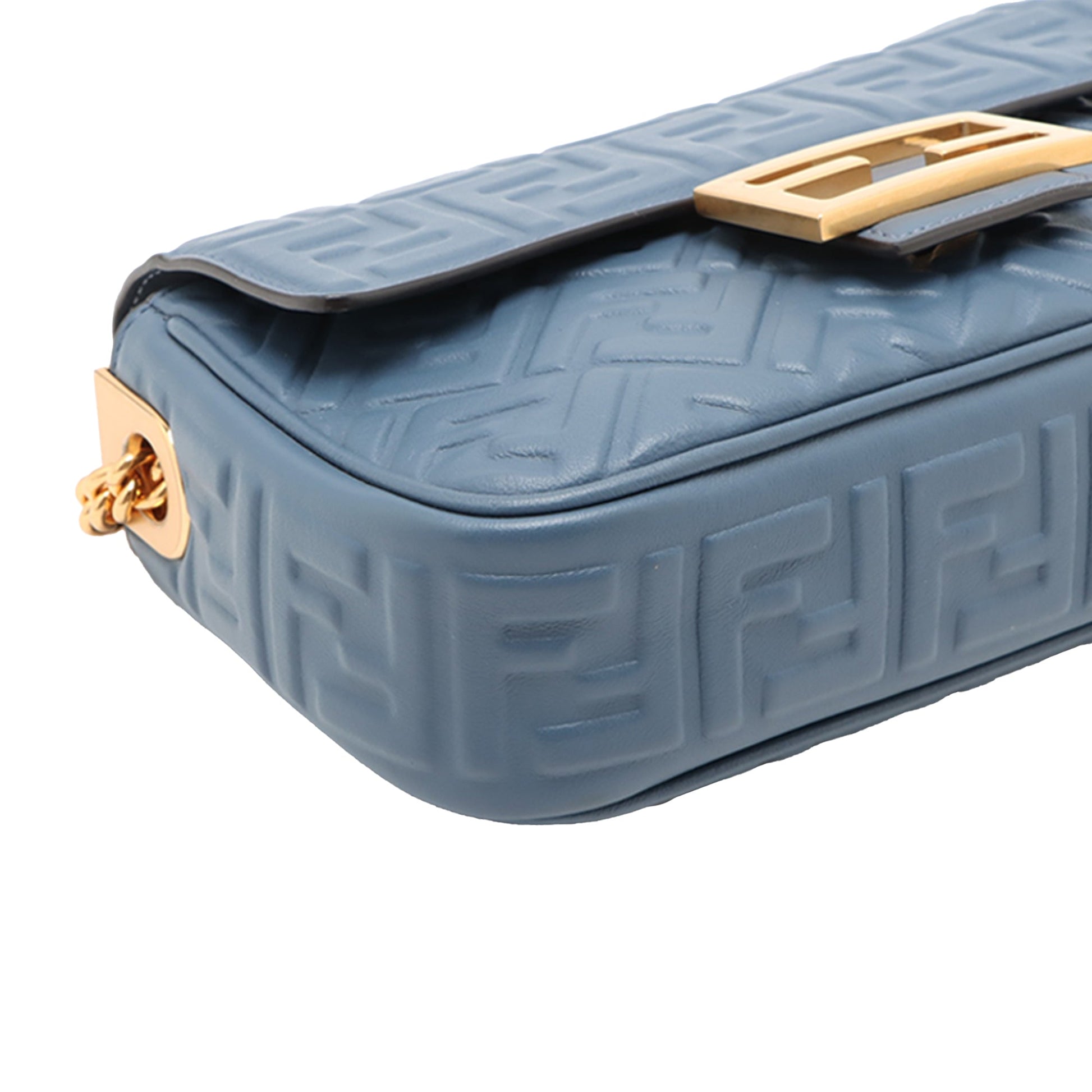 Fendi Small FF Nappa Embossed Chain Midi Baguette