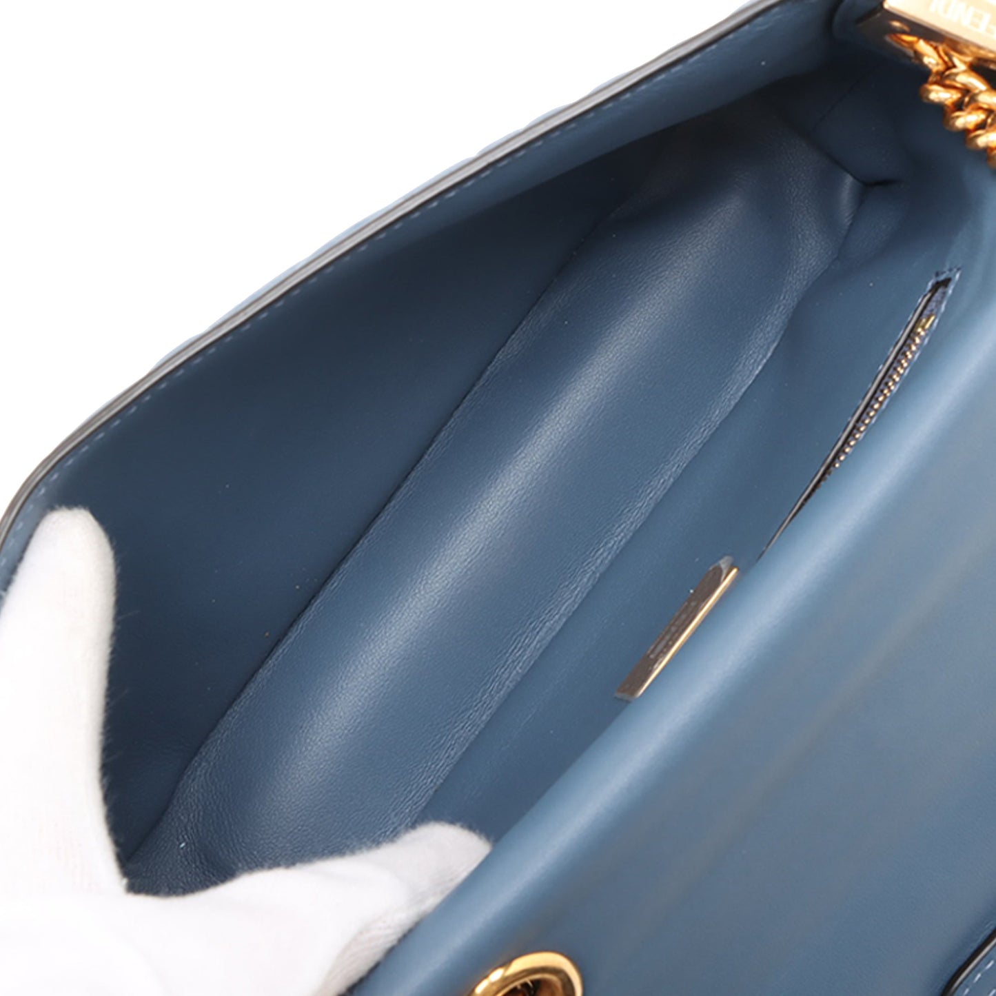 Fendi Small FF Nappa Embossed Chain Midi Baguette