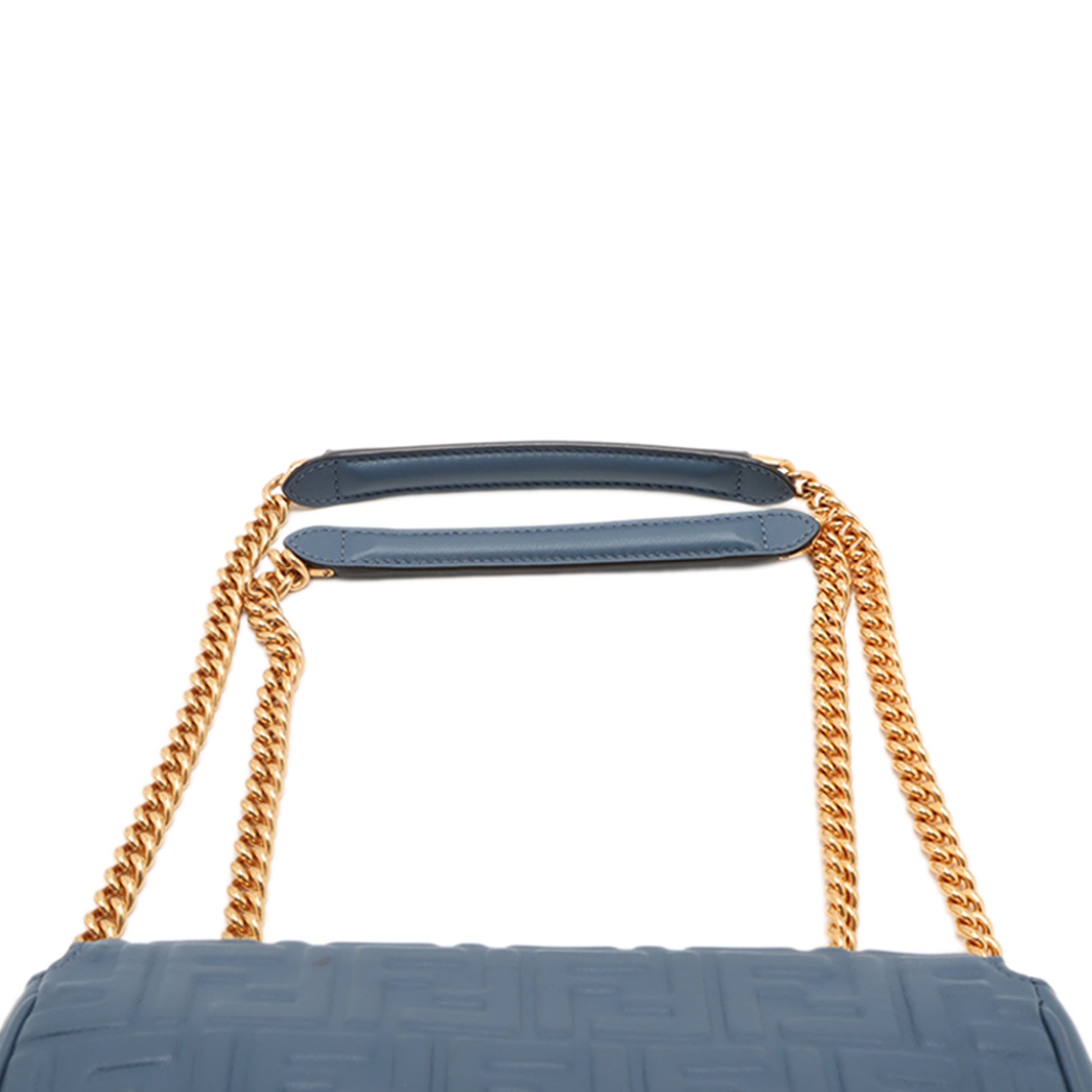 Fendi Small FF Nappa Embossed Chain Midi Baguette