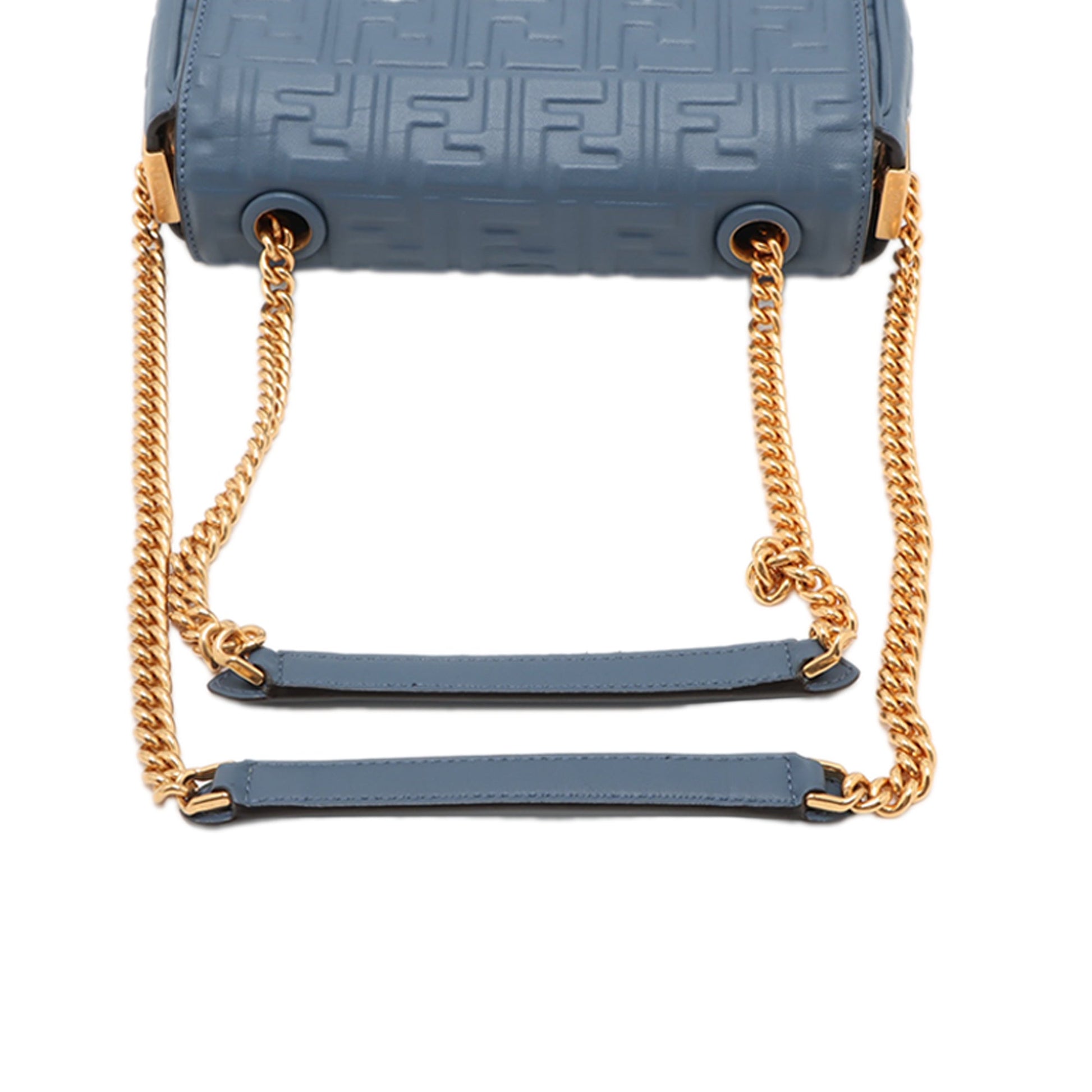 Fendi Small FF Nappa Embossed Chain Midi Baguette