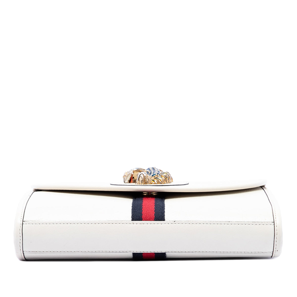 Gucci Small Leather Rajah Web Chain Satchel — White
