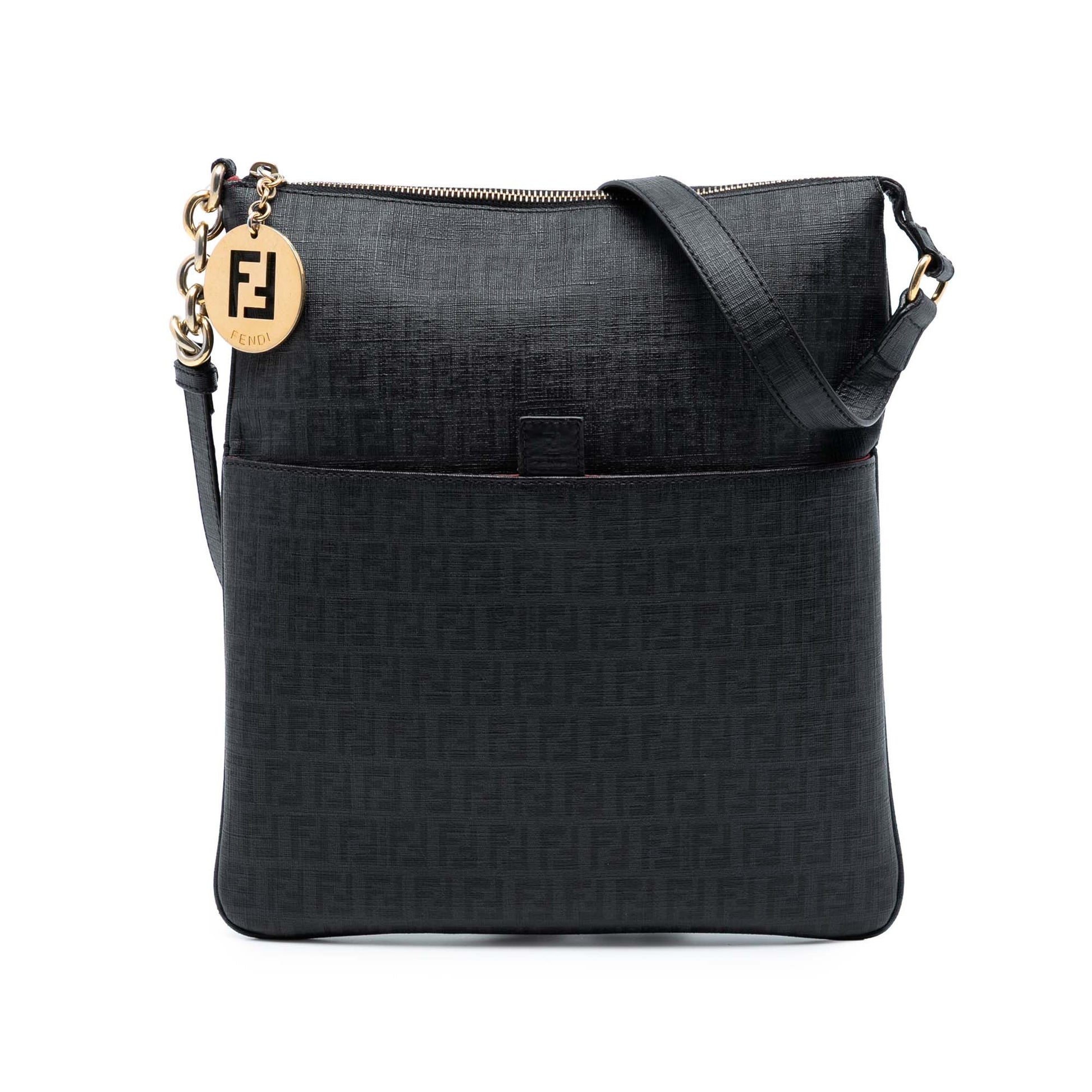 Fendi Zucchino Coated Canvas Charm Zip Crossbody