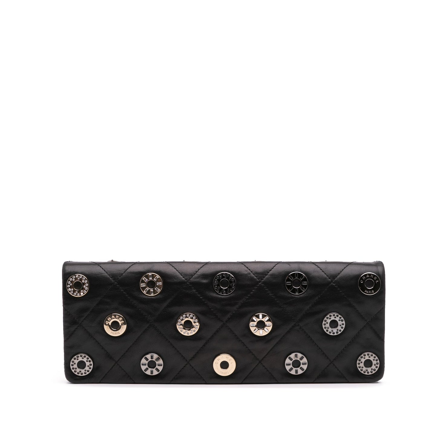 Chanel Quilted Calfskin Star Attitude Grommet Fold Over Clutch