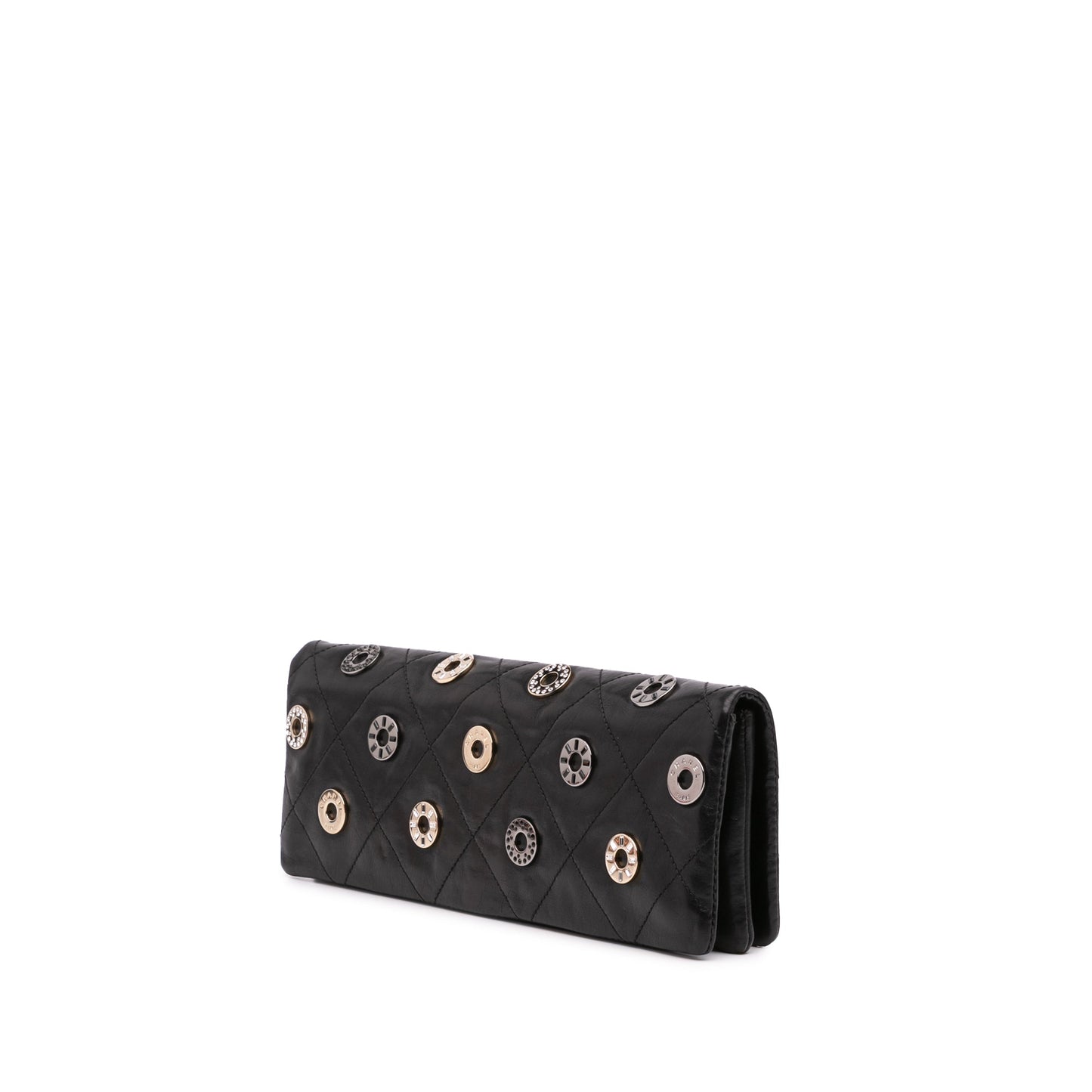 Chanel Quilted Calfskin Star Attitude Grommet Fold Over Clutch