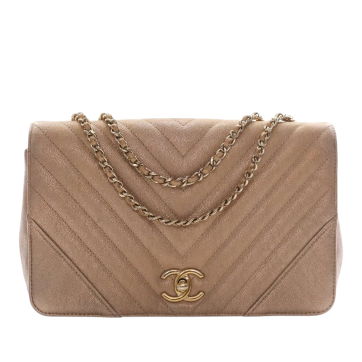 Chanel Medium Chevron Iridescent Caviar Statement Flap