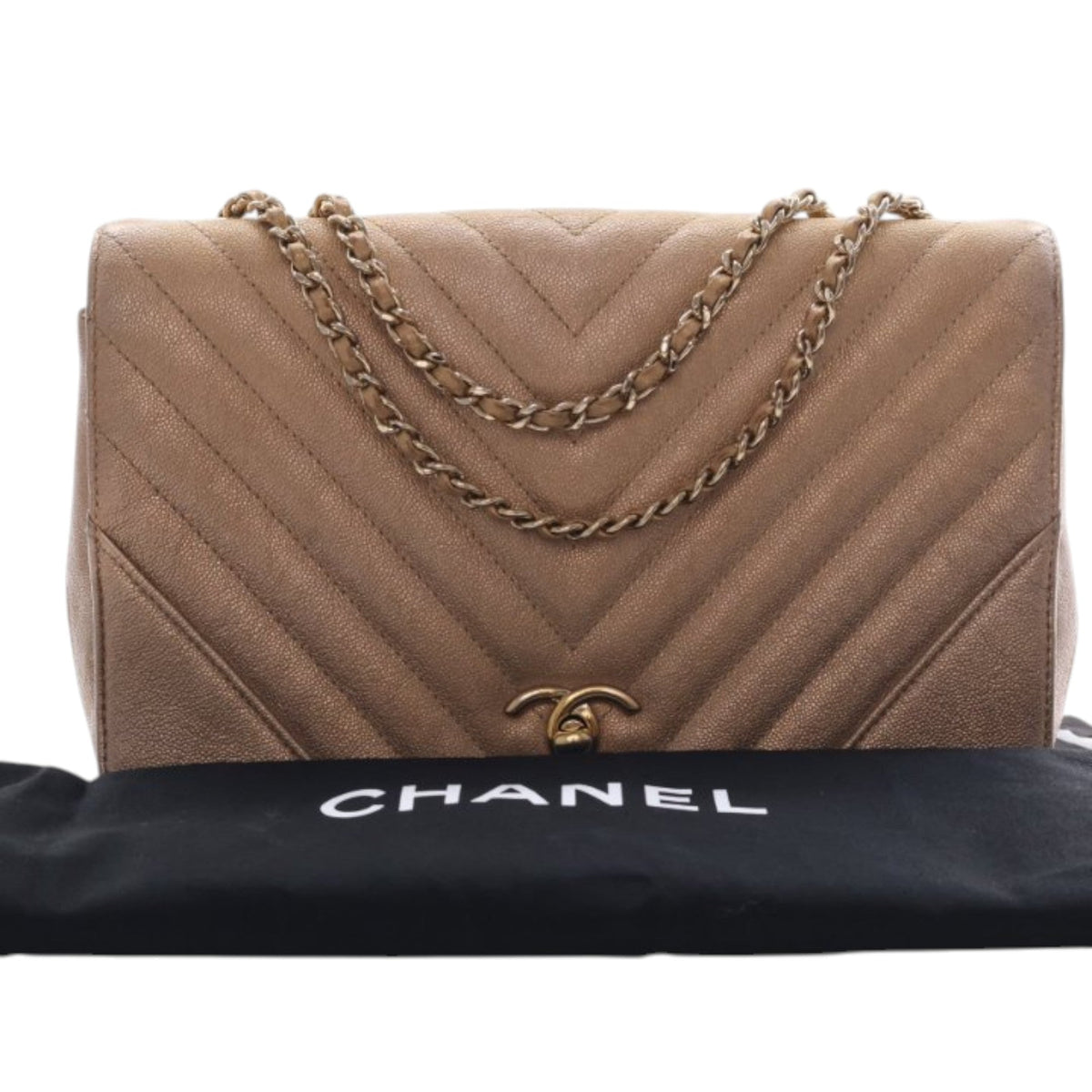 Chanel Medium Chevron Iridescent Caviar Statement Flap