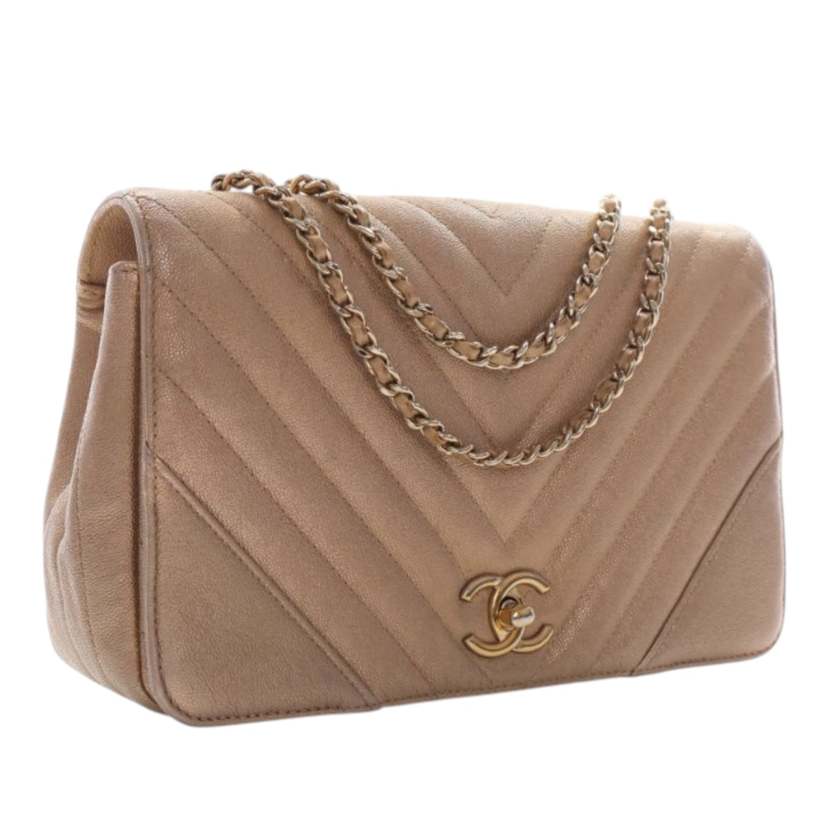 Chanel Medium Chevron Iridescent Caviar Statement Flap