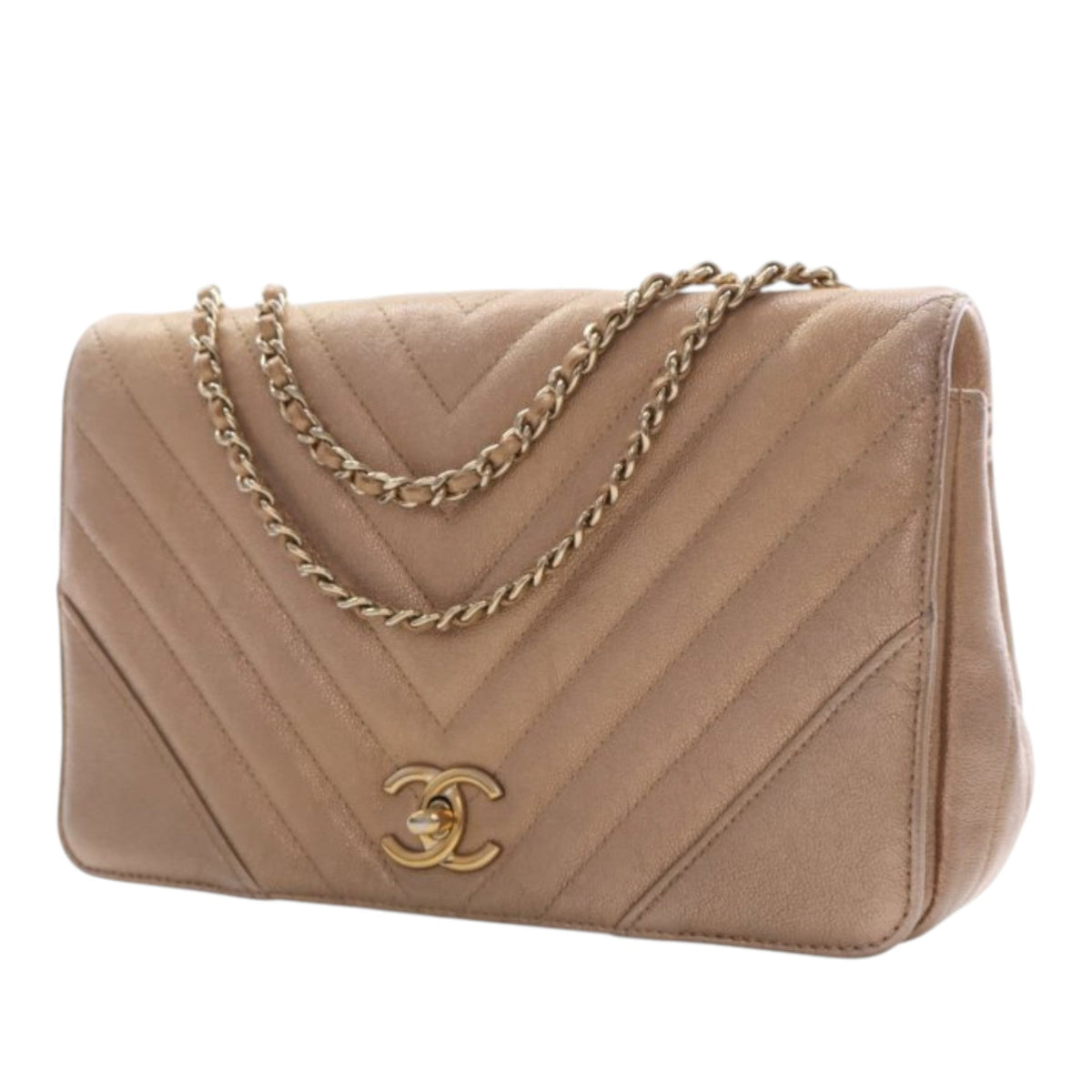 Chanel Medium Chevron Iridescent Caviar Statement Flap