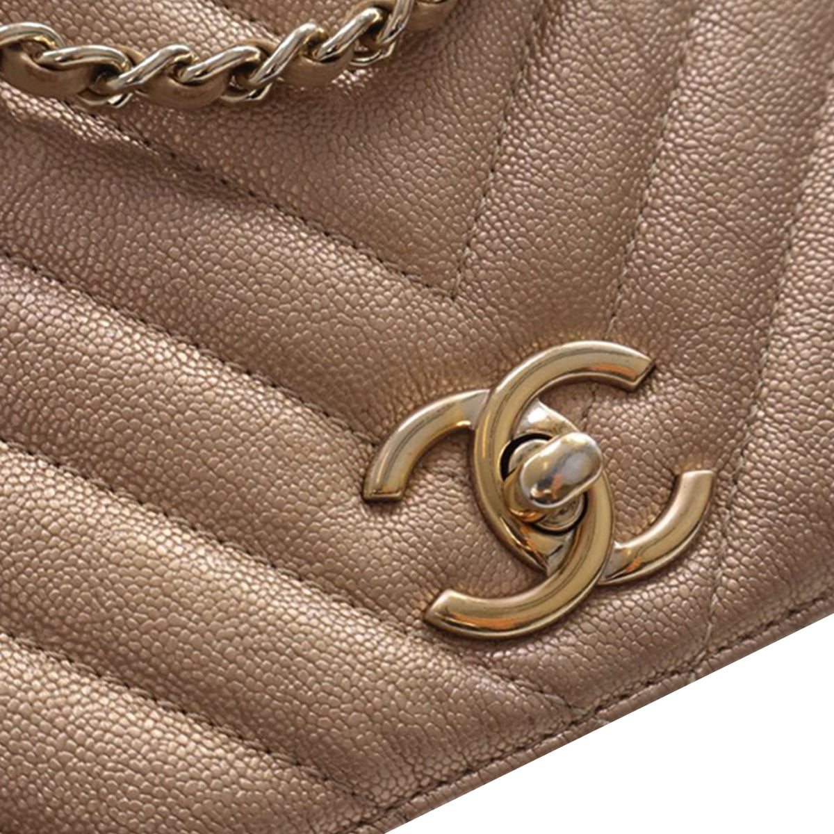 Chanel Medium Chevron Iridescent Caviar Statement Flap