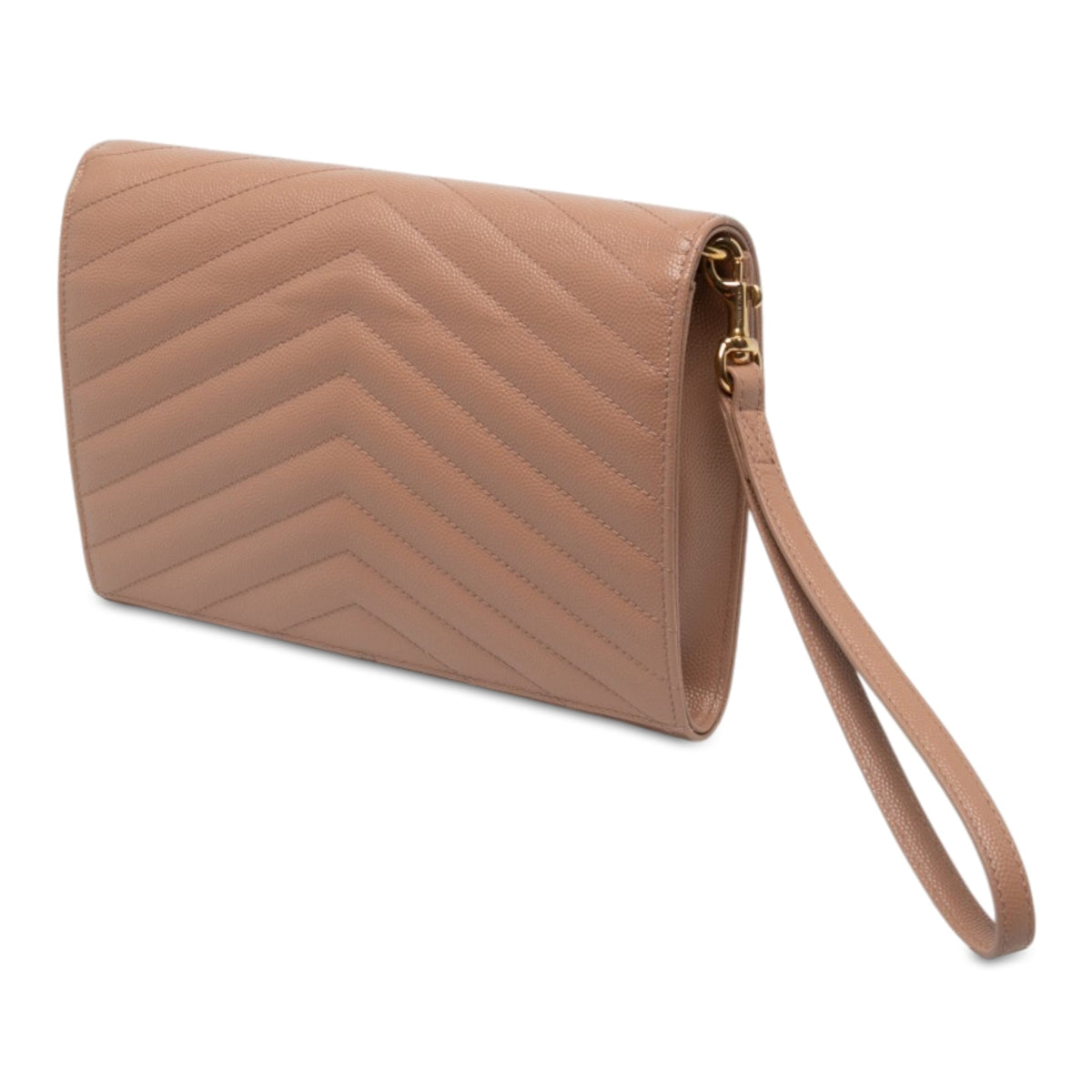 Saint Laurent Grain De Poudre Cassandre Matelasse Flap Pouch — Brown