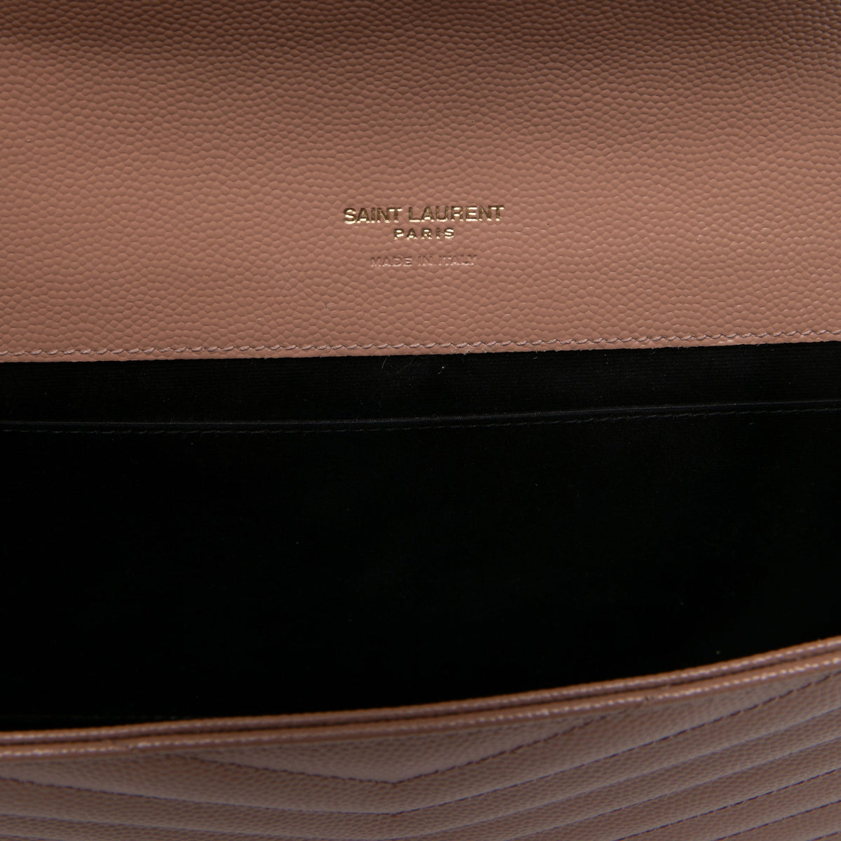Saint Laurent Grain De Poudre Cassandre Matelasse Flap Pouch — Brown
