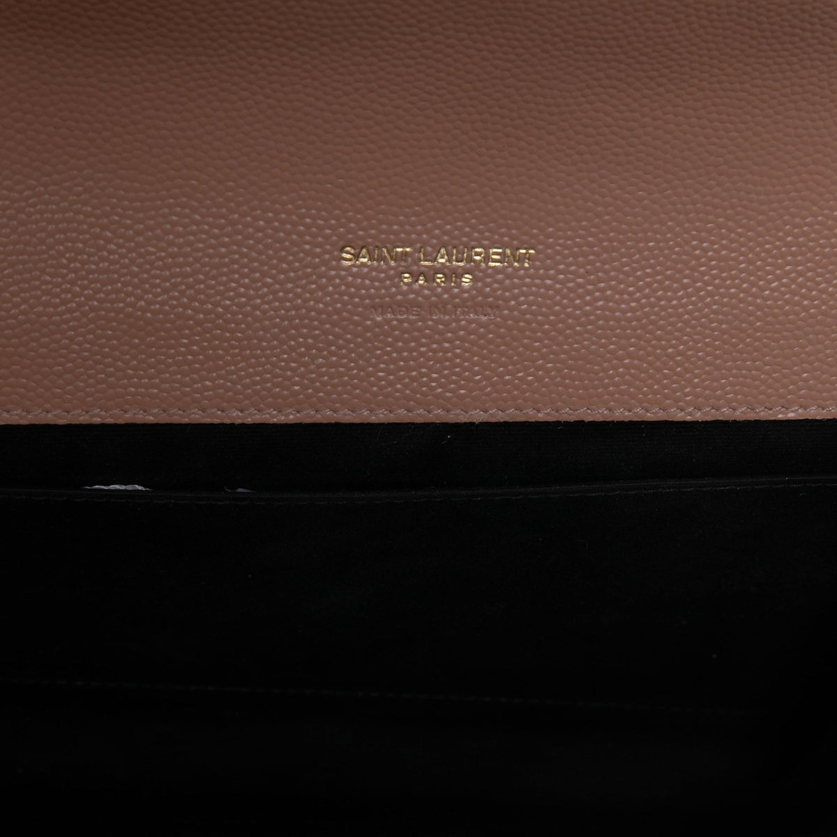 Saint Laurent Grain De Poudre Cassandre Matelasse Flap Pouch — Brown