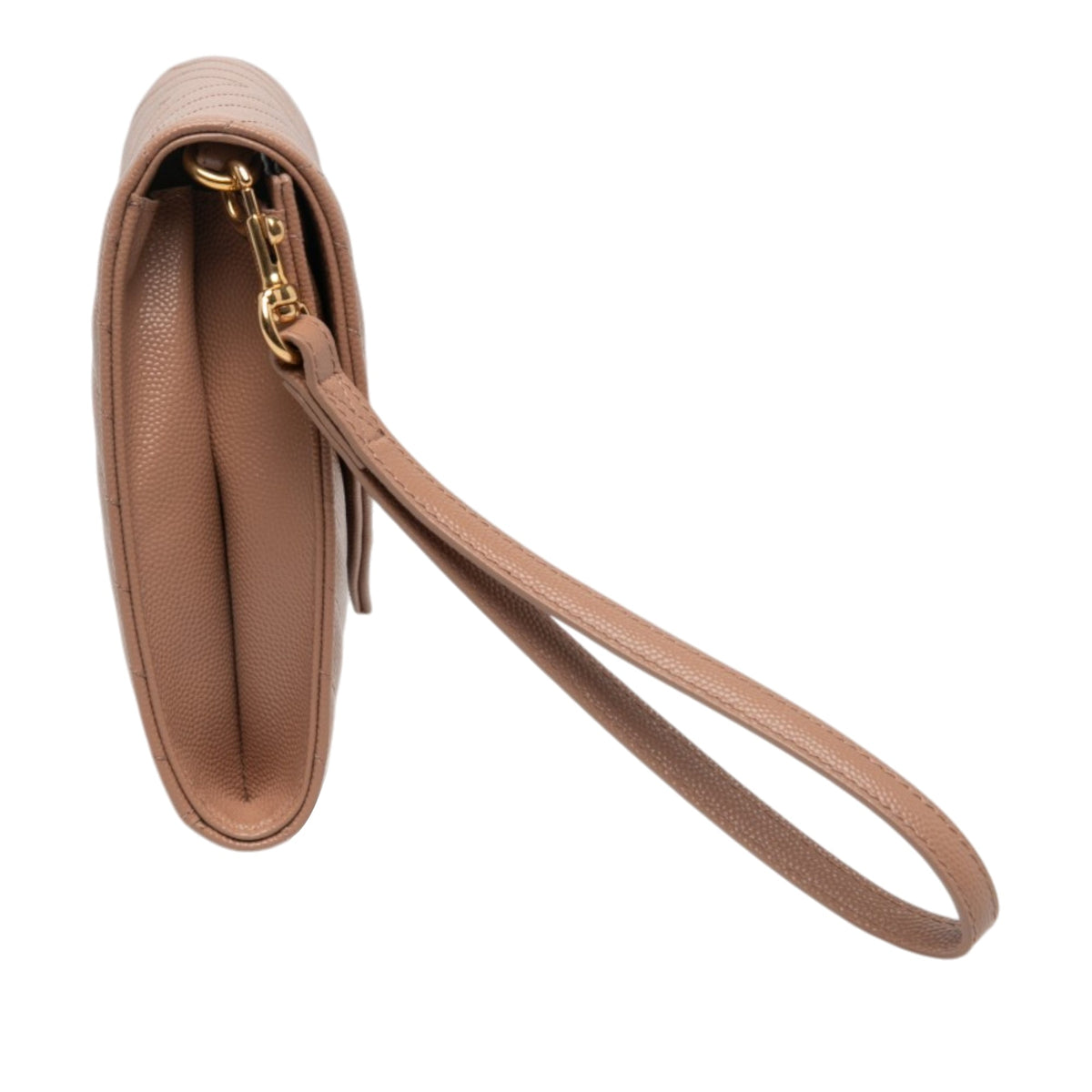 Saint Laurent Grain De Poudre Cassandre Matelasse Flap Pouch — Brown