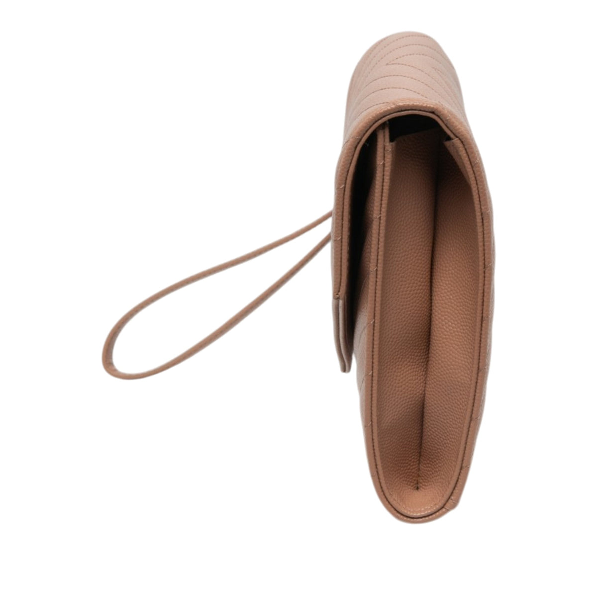 Saint Laurent Grain De Poudre Cassandre Matelasse Flap Pouch — Brown