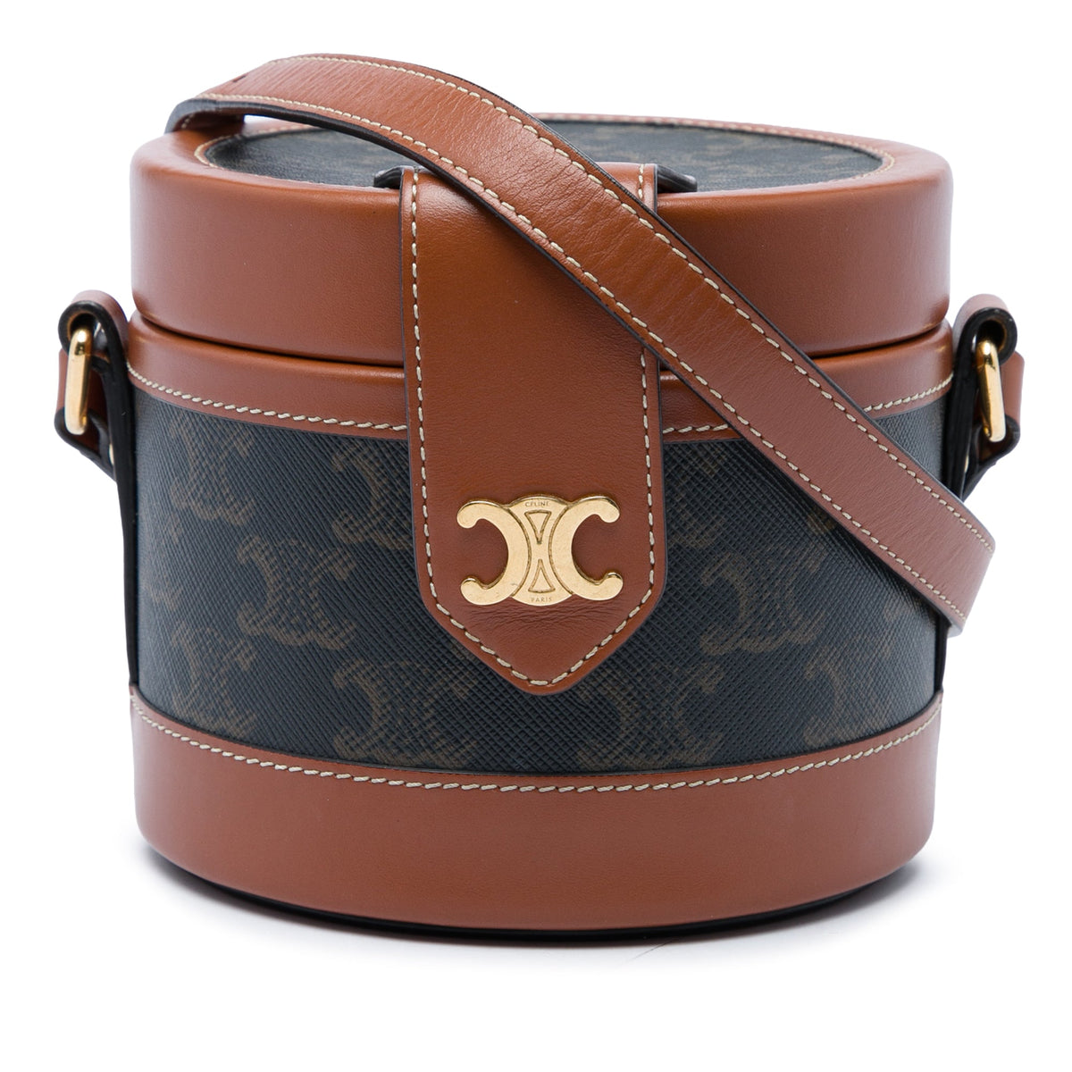 Celine Small Triomphe Coated Canvas Tambour Crossbody